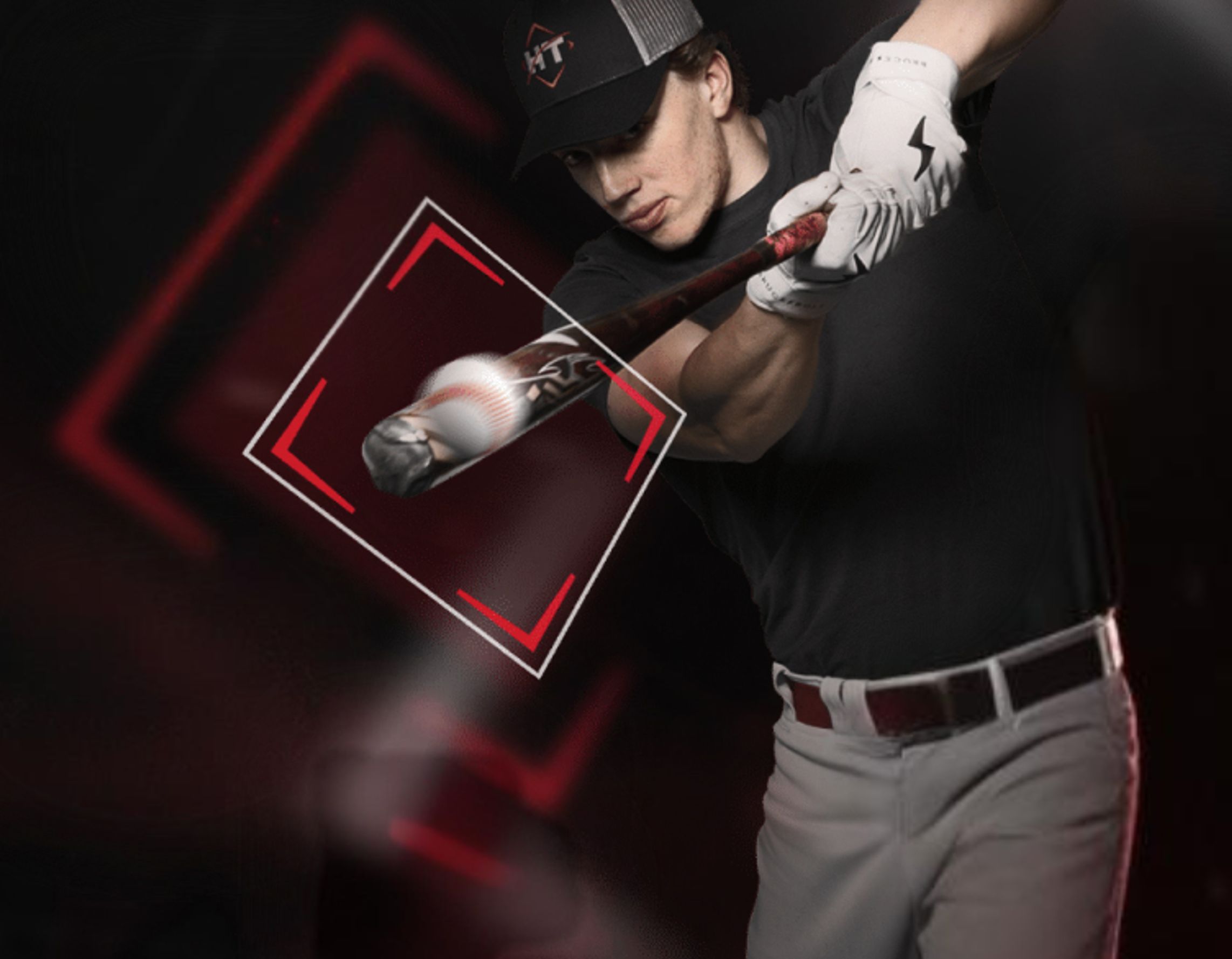 Baseball player swinging bat in HitTrax